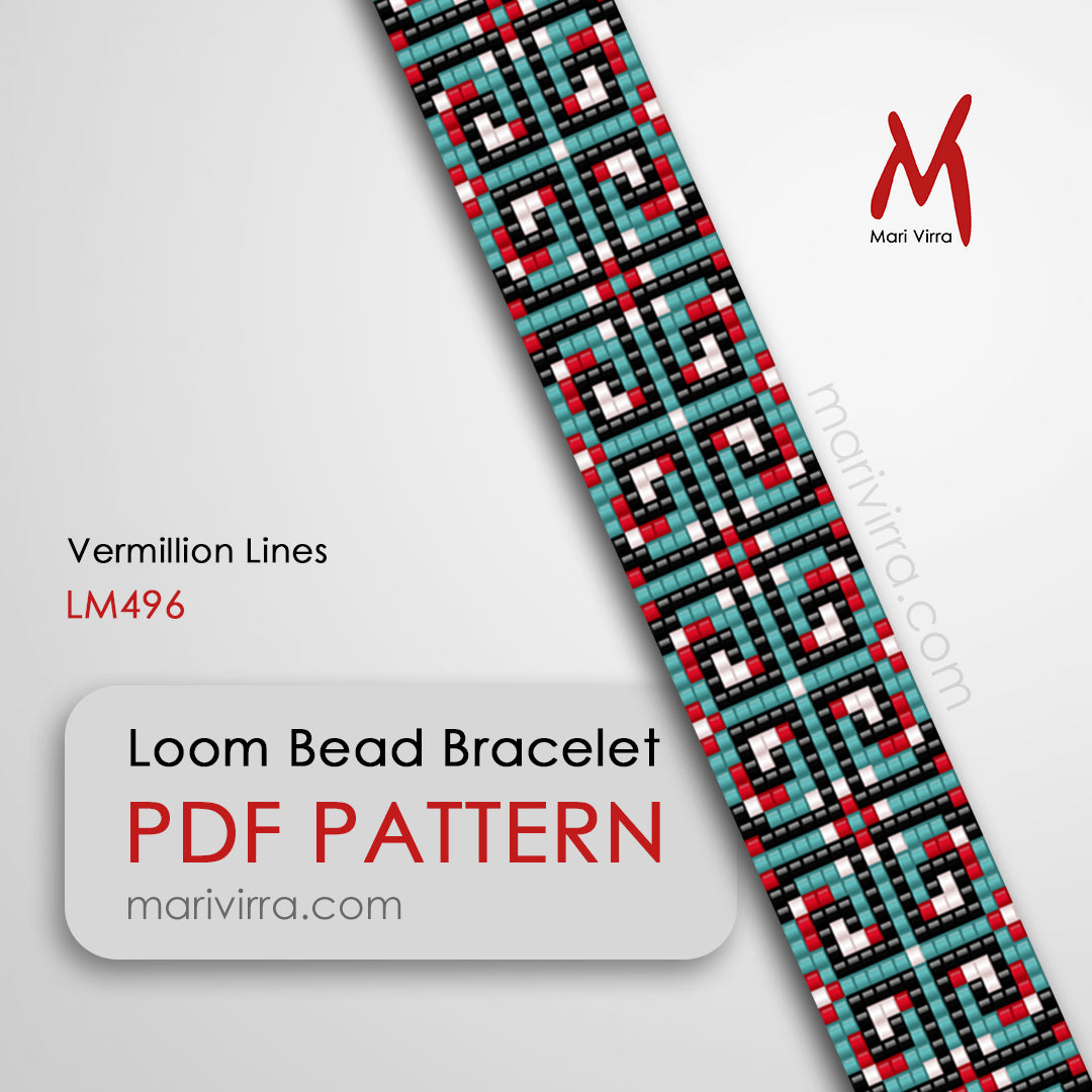 Vermillion Lines Bracelet Loom Digital Bead Pattern