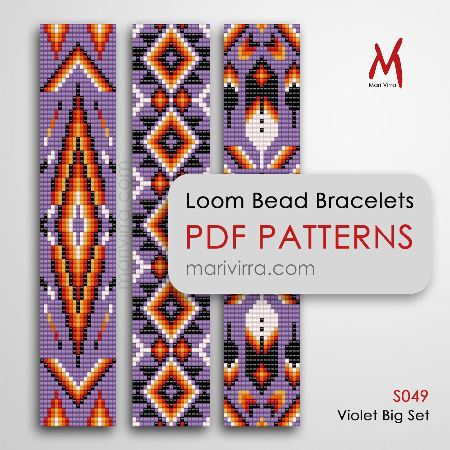 Violet Big Set of Three Loom Digital Bead Patterns