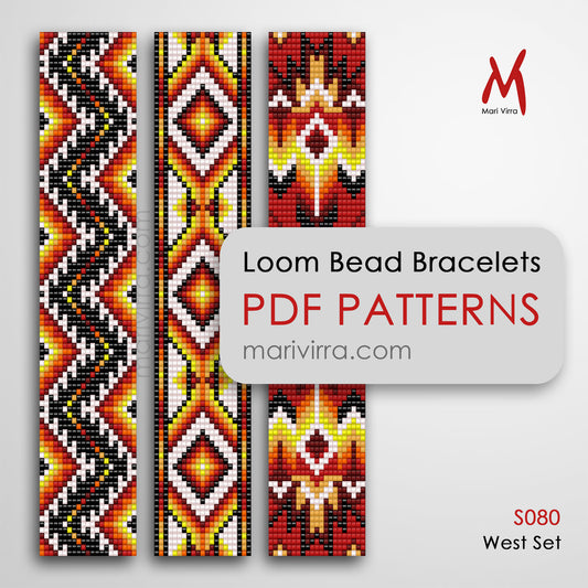 West Set of Three Loom Digital Bead Patterns