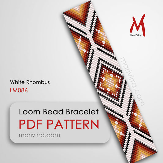 White Rhombus Bracelet Loom Digital Bead Pattern