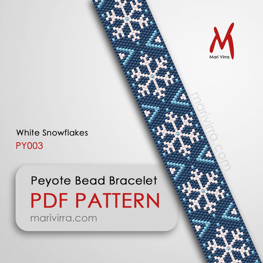 White Snowflakes Peyote Digital Bead Pattern