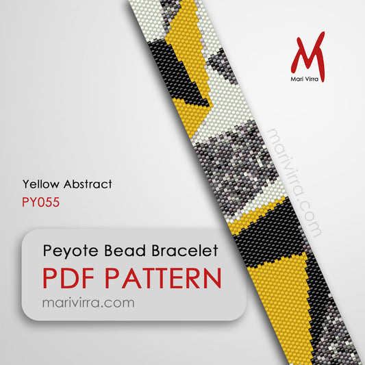 Yellow Abstract Peyote Digital Bead Bracelet Pattern