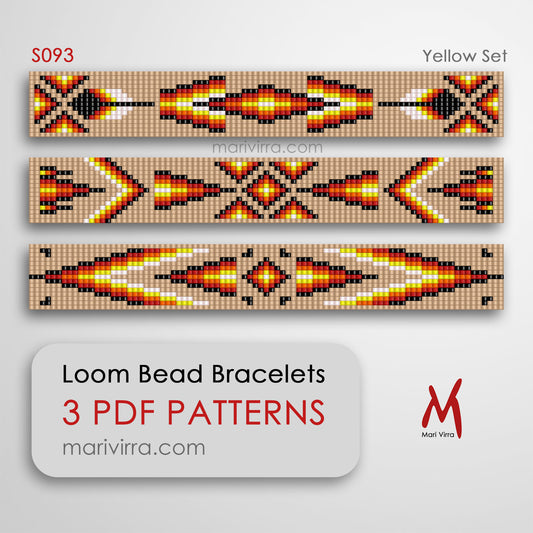 Yellow Set of Three Loom Digital Bead Patterns
