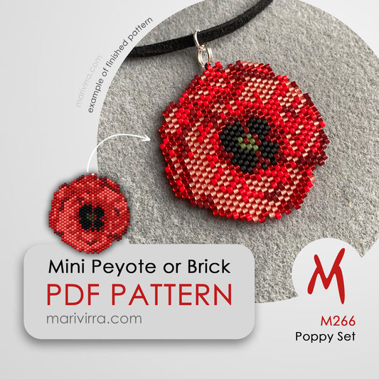 Poppy Flowers Peyote or Brick Digital Bead Pattern