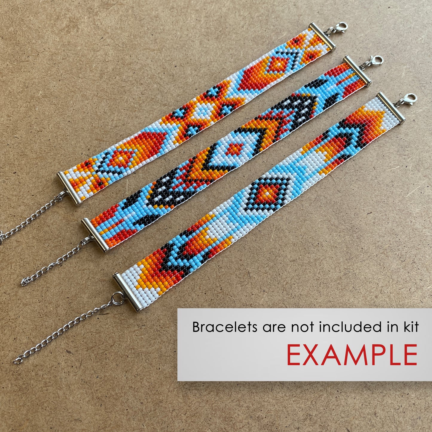 Stripe Bead Kit for creating 3 Loom Bracelets - Jewelry making SET