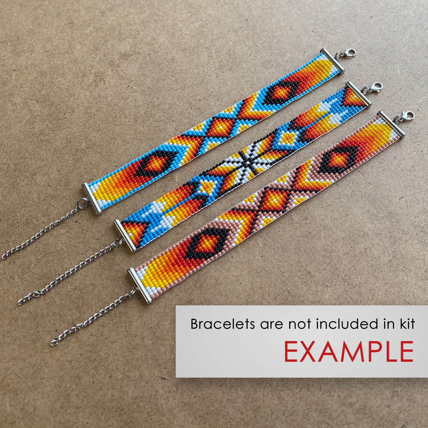 Feather Bead Kit for creating 3 Loom Bracelets - Jewelry making SET