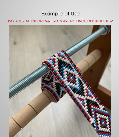 Dark Wide Double-sided Wooden Loom for LONG seed beadwork weaving