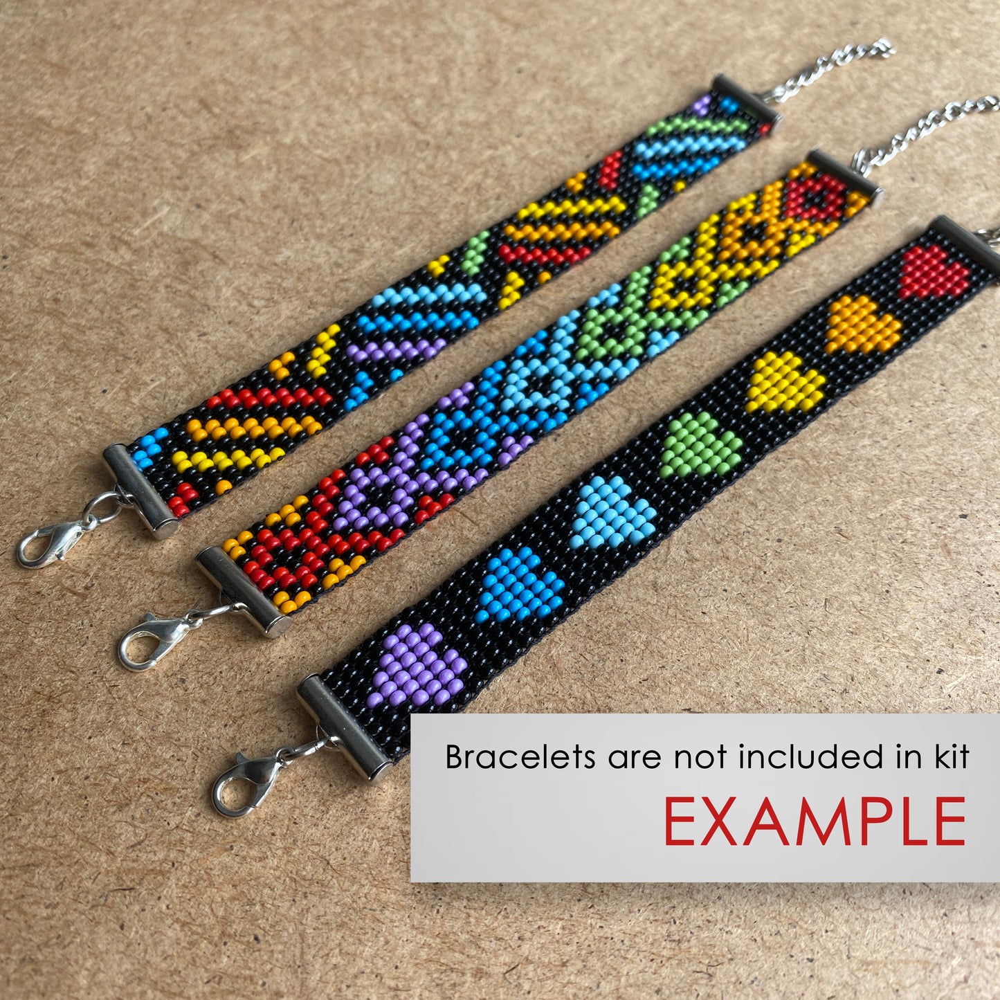 Rainbow Bead Kit for creating 3 Loom Bracelets - Jewelry making SET