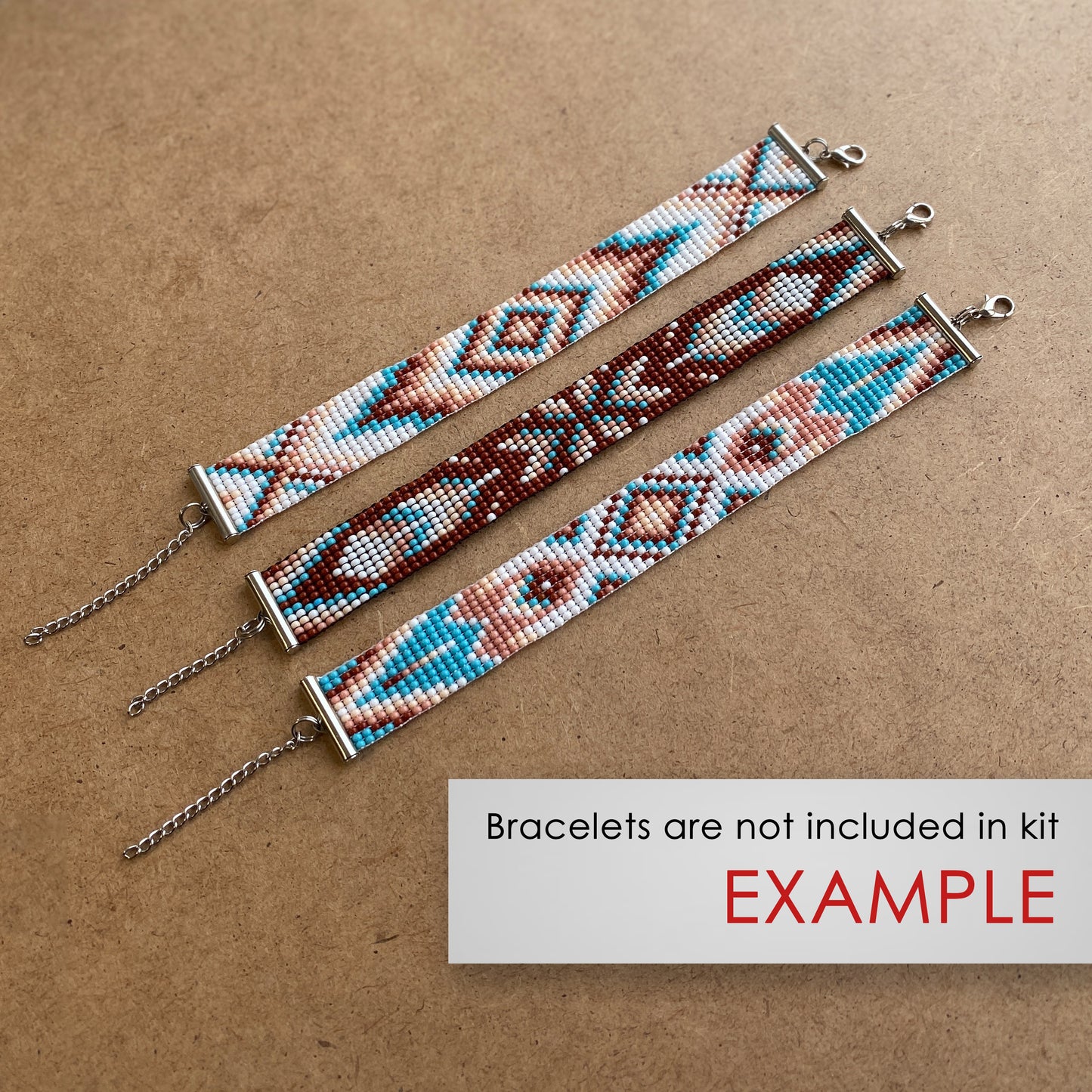 Square Bead Kit for creating 3 Loom Bracelets - Jewelry making SET