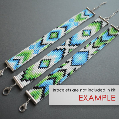 Green Bead Kit for creating 3 Loom Bracelets - Jewelry making SET