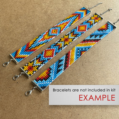 Native Set Kit for creating 3 Loom Bracelets - Jewelry making SET