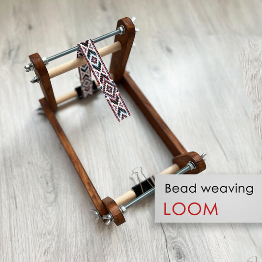 Dark Upright Duo Loom for LONG seed beadwork weaving