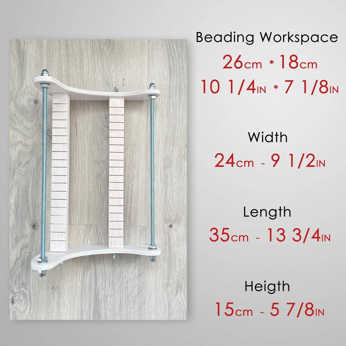 White Wooden Loom for LONG seed beadwork weaving