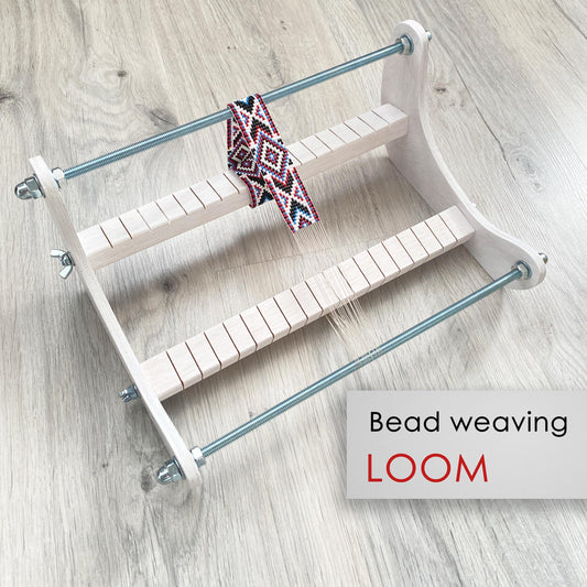 White Wooden Loom for LONG seed beadwork weaving
