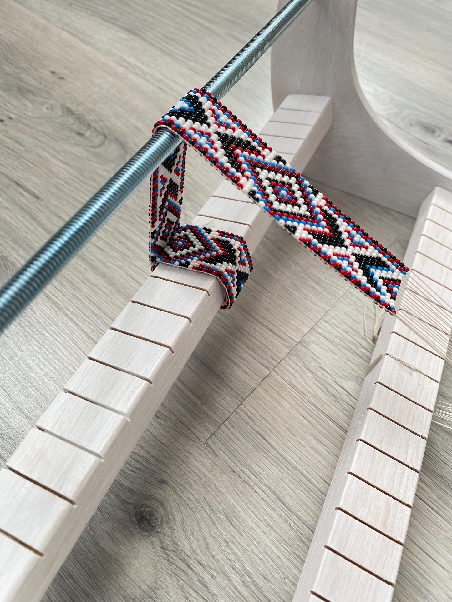 White Wooden Loom for LONG seed beadwork weaving
