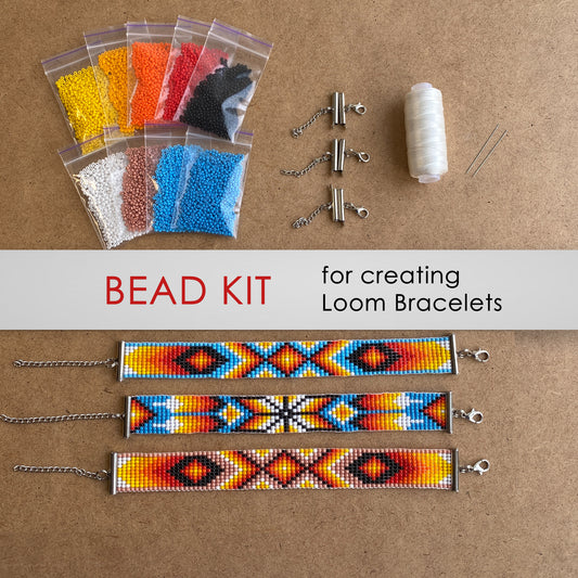 Feather Bead Kit for creating 3 Loom Bracelets - Jewelry making SET
