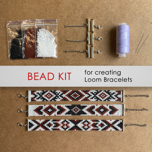 Brown Bead Kit for creating 3 Loom Bracelets - Jewelry making SET