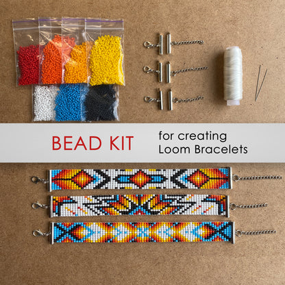 Sunset Bead Kit for creating 3 Loom Bracelets - Jewelry making SET