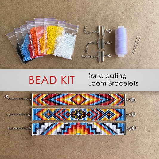 Ethnic Bead Kit for creating 3 Loom Bracelets - Jewelry making SET