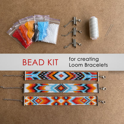 Stripe Bead Kit for creating 3 Loom Bracelets - Jewelry making SET