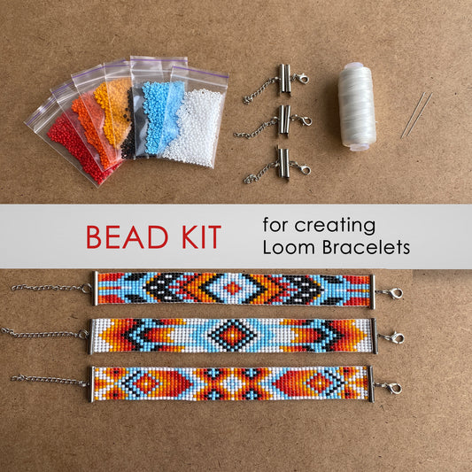 Stripe Bead Kit for creating 3 Loom Bracelets - Jewelry making SET
