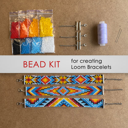 Native Set Kit for creating 3 Loom Bracelets - Jewelry making SET