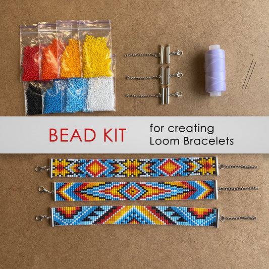 Native Set Kit for creating 3 Loom Bracelets - Jewelry making SET