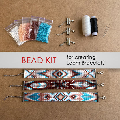 Square Bead Kit for creating 3 Loom Bracelets - Jewelry making SET
