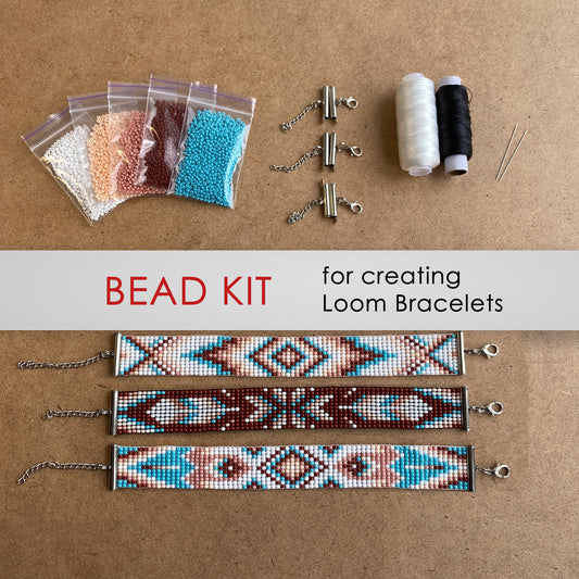 Square Bead Kit for creating 3 Loom Bracelets - Jewelry making SET