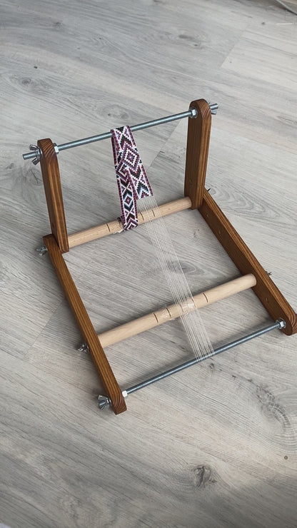 Brown Upright Loom for LONG seed beadwork weaving