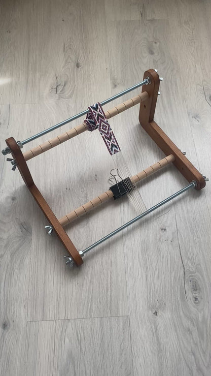 Dark Wide Double-sided Wooden Loom for LONG seed beadwork weaving