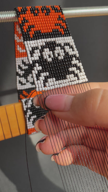Halloween Pumpkin Big Wooden Loom for LONG seed beadwork weaving (Limited Edition)