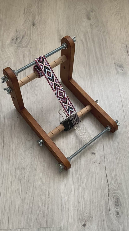 Dark Narrow Double-sided Wooden Loom for NARROW seed beadwork weaving