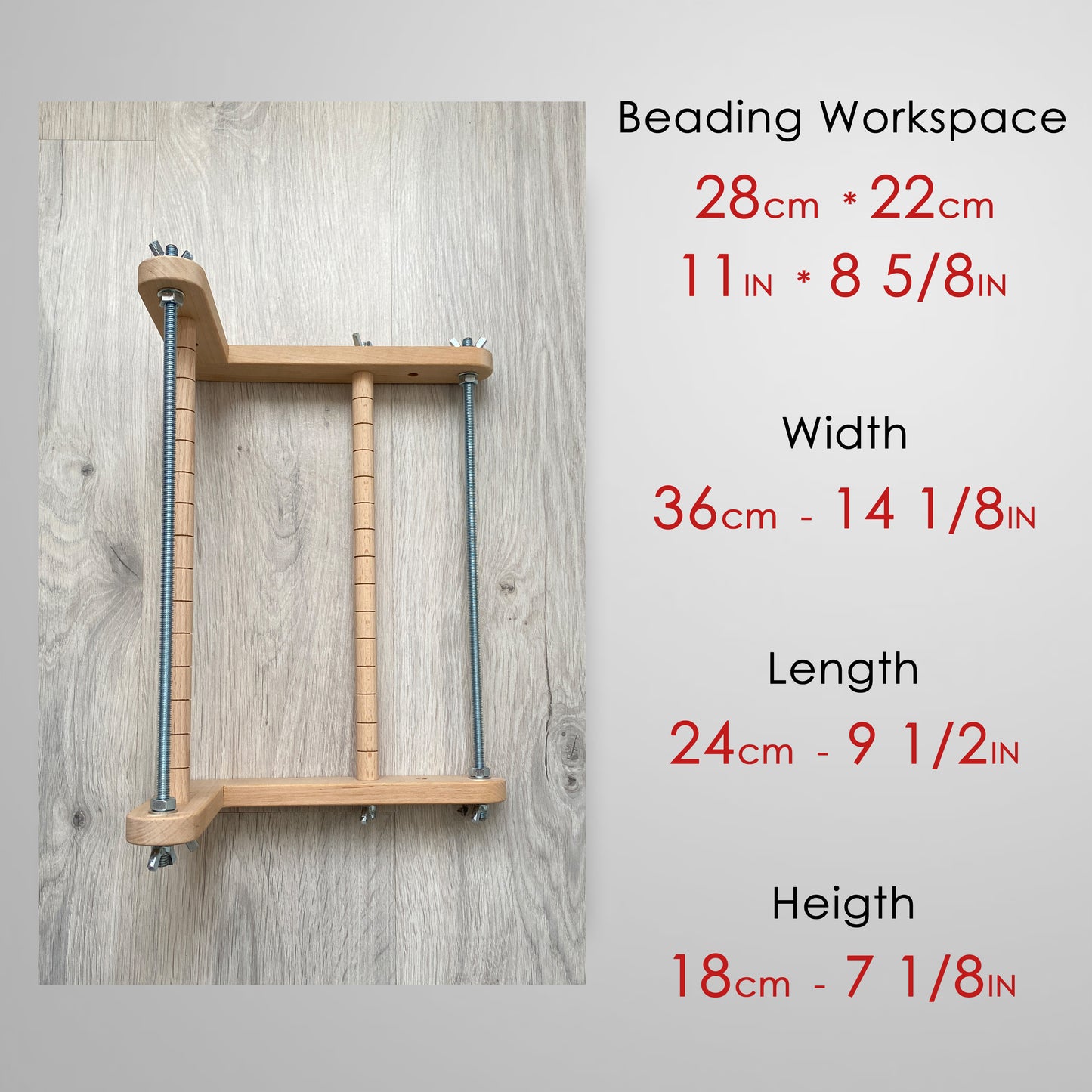 Wide Double-sided Wooden Loom for LONG seed beadwork weaving